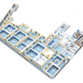 现代医院鸟瞰图3D模型下载